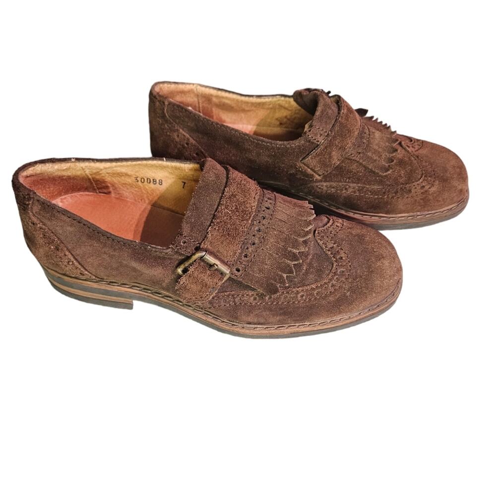 Ann Taylor Brown Suede Kiltie Loafers